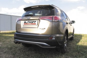 Защита заднего бампера Slitkoff (Ø57 мм, волна) Toyota RAV4 XA40 5 дв. рестайлинг (2015-2019)