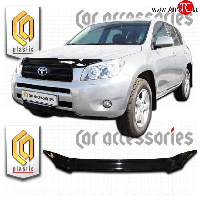 1 999 р. Дефлектор капота CA-Plastic  Toyota RAV4  XA305 (2005-2009) 5 дв. дорестайлинг (Classic черный, Без надписи)  с доставкой в г. Москва