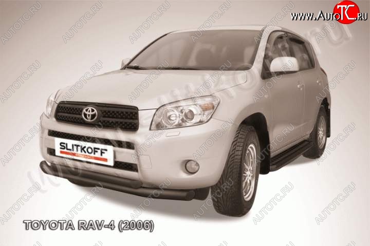 11 299 р. Защита переднего бампер Slitkoff Toyota RAV4 XA305 5 дв. дорестайлинг (2005-2009) (Цвет: серебристый)  с доставкой в г. Москва