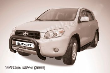 33 649 р. Защита переднего бампера Slitkoff (Ø76 мм, низкая) Toyota RAV4 XA305 5 дв. дорестайлинг (2005-2009) (Нержавейка полированная)  с доставкой в г. Москва. Увеличить фотографию 2