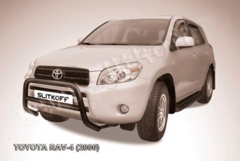 24 449 р. Защита переднего бампера Slitkoff (Ø57 мм, низкая) Toyota RAV4 XA305 5 дв. дорестайлинг (2005-2009) (Нержавейка полированная)  с доставкой в г. Москва. Увеличить фотографию 2