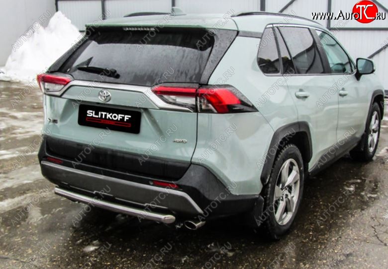 8 999 р. Защита заднего бампера Slitkoff (d57)  Toyota RAV4  XA50 (2018-2025) 5 дв. дорестайлинг (Нержавейка, Без окраски)  с доставкой в г. Москва