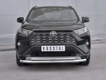 Защита переднего бампера (2 трубы Ø63 и 42 мм, нержавейка) SLITKOFF Toyota (Тойота) RAV4 (рав)  XA50 (2018-2025) XA50 5 дв. дорестайлинг