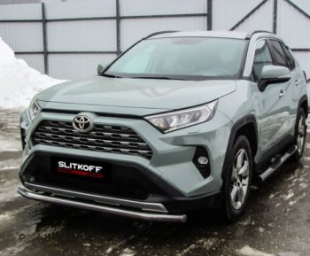 10 749 р. Защита переднего бампера Slitkoff (Ø57 мм)  Toyota RAV4  XA50 (2018-2025) 5 дв. дорестайлинг (Нержавейка)  с доставкой в г. Москва. Увеличить фотографию 2