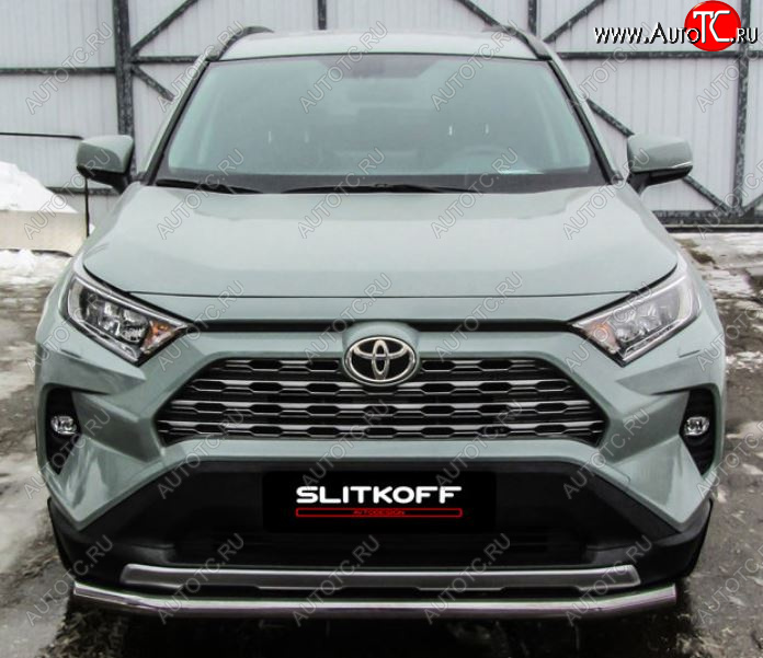 10 749 р. Защита переднего бампера Slitkoff (Ø57 мм)  Toyota RAV4  XA50 (2018-2025) 5 дв. дорестайлинг (Нержавейка)  с доставкой в г. Москва