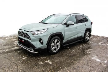 19 449 р. Пороги алюминиевые Slitkoff Toyota RAV4 XA50 5 дв. дорестайлинг (2018-2024) (Optima Black )  с доставкой в г. Москва. Увеличить фотографию 3