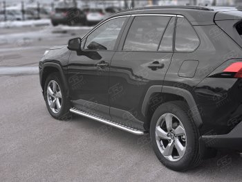 25 849 р. Пороги SLITKOFF d42 с листом Toyota RAV4 XA50 5 дв. дорестайлинг (2018-2024) (лист алюминий, труба сталь)  с доставкой в г. Москва. Увеличить фотографию 2