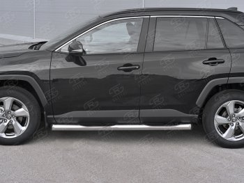 24 549 р. Защита порогов на SLITKOFF d76 с накладкой  Toyota RAV4  XA50 (2018-2025) 5 дв. дорестайлинг (защита порогов со скосами на торцах)  с доставкой в г. Москва. Увеличить фотографию 3