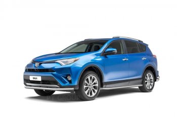 25 899 р. Порожки для ног из трубы Ø51 с алюминиевой площадкой Petroil Tuning Toyota RAV4 XA40 5 дв. дорестайлинг (2012-2015) (Нержавеющая полированная сталь)  с доставкой в г. Москва. Увеличить фотографию 2