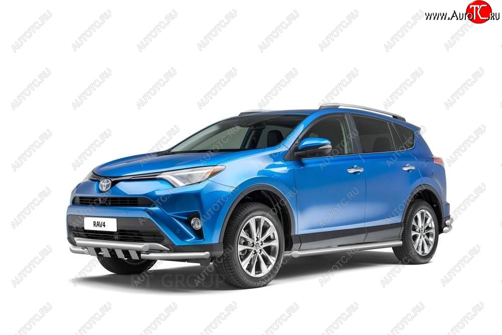 25 999 р. Защита порогов из трубы Ø63 Petroil Tuning Toyota RAV4 XA40 5 дв. рестайлинг (2015-2019) (Нержавеющая полированная сталь)  с доставкой в г. Москва