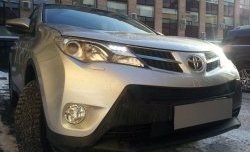 Нижняя сетка (для комплектации Стандарт) на бампер Russtal (черная) Toyota (Тойота) RAV4 (рав)  XA40 (2012-2015) XA40 5 дв. дорестайлинг