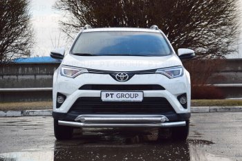 23 799 р. Защита переднего бампера двойная из труб d63/63 мм Petroil Tuning  Toyota RAV4  XA40 (2015-2019) 5 дв. рестайлинг (Нержавеющая полированная сталь)  с доставкой в г. Москва. Увеличить фотографию 1