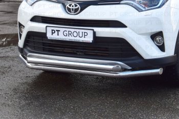 23 799 р. Защита переднего бампера двойная из труб d63/63 мм Petroil Tuning Toyota RAV4 XA40 5 дв. рестайлинг (2015-2019) (Нержавеющая полированная сталь)  с доставкой в г. Москва. Увеличить фотографию 3