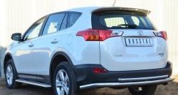 14 799 р. Защита заднего бампера (Ø63 и 42 мм, нержавейка) SLITKOFF Toyota RAV4 XA40 5 дв. дорестайлинг (2012-2015)  с доставкой в г. Москва. Увеличить фотографию 2