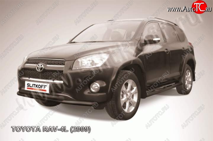 9 299 р. Защита переднего бампер Slitkoff Toyota RAV4 XA30 5 дв. удлиненный 1-ый рестайлинг (2009-2010) (Цвет: серебристый)  с доставкой в г. Москва