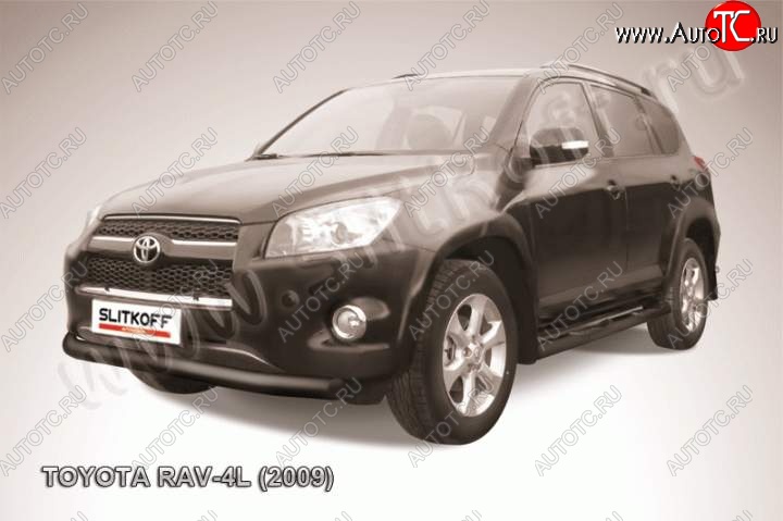 8 499 р. Защита переднего бампера из трубы d76 Slitkoff Toyota RAV4 XA30 5 дв. удлиненный 1-ый рестайлинг (2009-2010) (Цвет: серебристый)  с доставкой в г. Москва