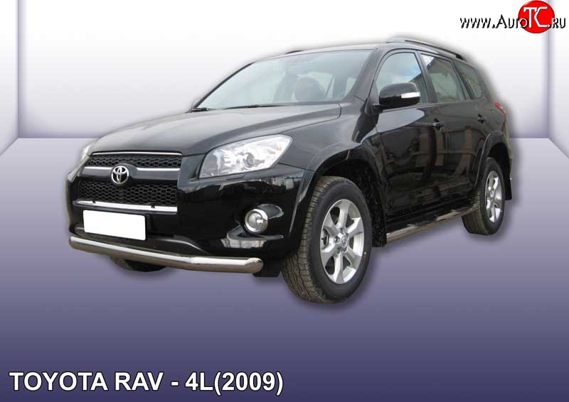 11 999 р. Одинарная защита переднего бампера диаметром 76 мм Slitkoff Toyota RAV4 XA30 5 дв. удлиненный 1-ый рестайлинг (2009-2010) (Цвет: нержавеющая полированная сталь)  с доставкой в г. Москва