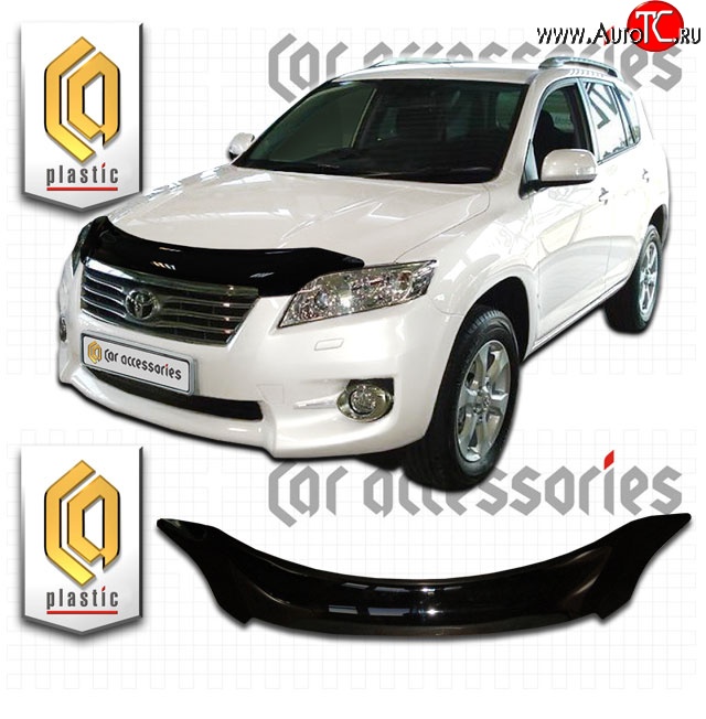 2 199 р. Дефлектор капота CA-Plastic  Toyota RAV4  XA30 (2010-2013) 5 дв. 2-ой рестайлинг, 5 дв. удлиненный 2-ой рестайлинг (Classic черный, Без надписи)  с доставкой в г. Москва