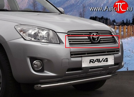 485 р. Декоративные вставки решетки радиатора Novline (нижние, двойные) Toyota RAV4 XA30 5 дв. удлиненный 2-ой рестайлинг (2010-2013)  с доставкой в г. Москва