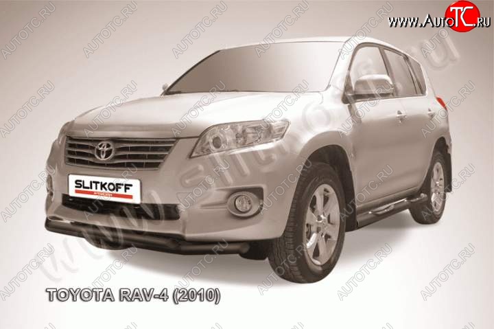 9 299 р. Защита переднего бампер Slitkoff  Toyota RAV4  XA30 (2010-2013) 5 дв. 2-ой рестайлинг, 5 дв. удлиненный 2-ой рестайлинг (Цвет: серебристый)  с доставкой в г. Москва