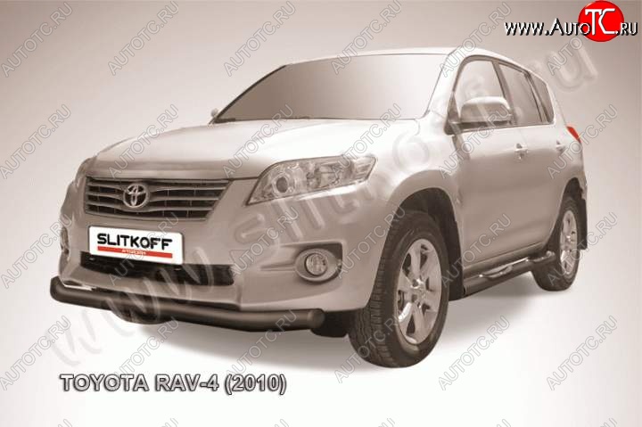 8 499 р. Защита переднего бампер Slitkoff  Toyota RAV4  XA30 (2010-2013) 5 дв. 2-ой рестайлинг, 5 дв. удлиненный 2-ой рестайлинг (Цвет: серебристый)  с доставкой в г. Москва