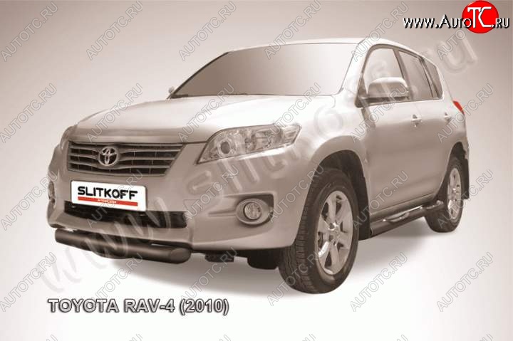 8 599 р. Защита переднего бампер Slitkoff Toyota RAV4 XA30 5 дв. 2-ой рестайлинг (2010-2013) (Цвет: серебристый)  с доставкой в г. Москва