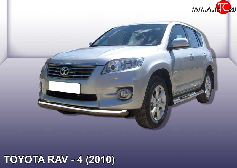 11 999 р. Одинарная защита переднего бампера диаметром 76 мм Slitkoff  Toyota RAV4  XA30 (2010-2013) 5 дв. 2-ой рестайлинг (Цвет: нержавеющая полированная сталь)  с доставкой в г. Москва