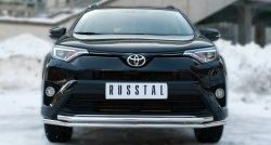 17 549 р. Защита переднего бампера (2 трубыØ42 мм, нержавейка) SLITKOFF Toyota RAV4 XA40 5 дв. рестайлинг (2015-2019)  с доставкой в г. Москва. Увеличить фотографию 1