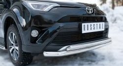 20 349 р. Защита переднего бампера (2 трубыØ75х42 и 63 мм, нержавейка) Russtal Toyota RAV4 XA40 5 дв. рестайлинг (2015-2019)  с доставкой в г. Москва. Увеличить фотографию 2