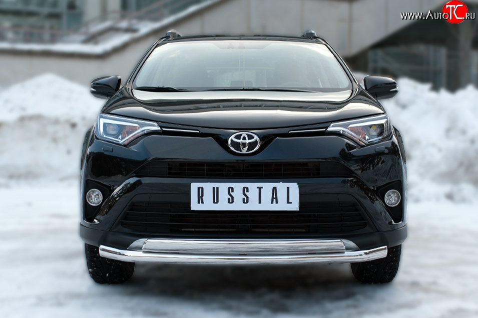 20 349 р. Защита переднего бампера (2 трубыØ75х42 и 63 мм, нержавейка) Russtal Toyota RAV4 XA40 5 дв. рестайлинг (2015-2019)  с доставкой в г. Москва