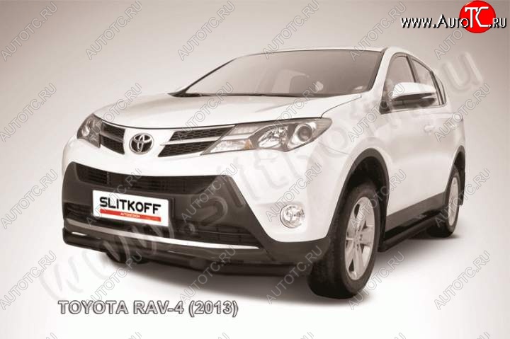 10 649 р. Защита переднего бампер Slitkoff Toyota RAV4 XA40 5 дв. дорестайлинг (2012-2015) (Цвет: серебристый)  с доставкой в г. Москва