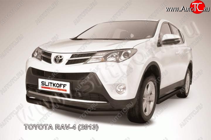 9 549 р. Защита переднего бампер Slitkoff Toyota RAV4 XA40 5 дв. дорестайлинг (2012-2015) (Цвет: серебристый)  с доставкой в г. Москва