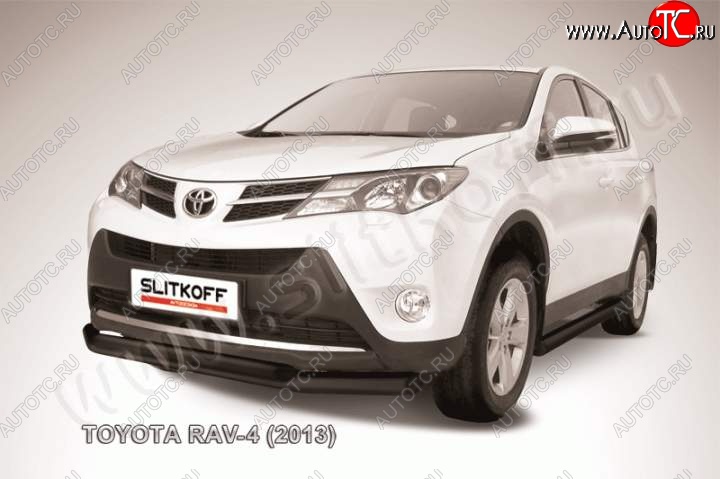 11 399 р. Защита переднего бампер Slitkoff Toyota RAV4 XA40 5 дв. дорестайлинг (2012-2015) (Цвет: серебристый)  с доставкой в г. Москва