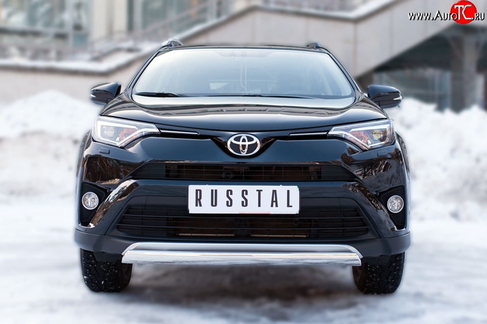 15 999 р. Защита переднего бампера (Ø75х42 мм, нержавейка) Russtal Toyota RAV4 XA40 5 дв. рестайлинг (2015-2019)  с доставкой в г. Москва