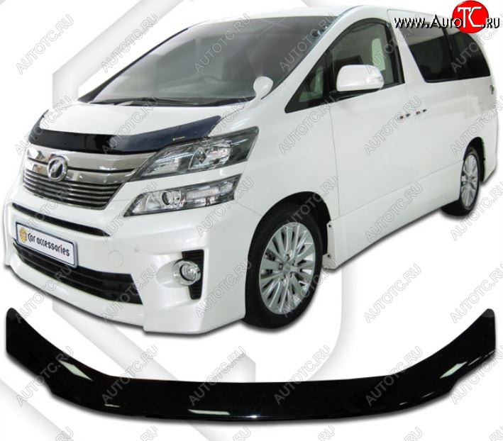 2 159 р. Дефлектор капота CA-Plastiс  Toyota Vellfire (2008-2015) (Classic черный, Без надписи)  с доставкой в г. Москва