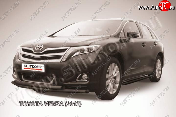 12 249 р. Защита переднего бампер Slitkoff Toyota Venza GV10 рестайлинг (2012-2016) (Цвет: серебристый)  с доставкой в г. Москва