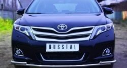 16 949 р. Защита переднего бампера (2 трубы Ø42 мм) SLITKOFF Toyota Venza GV10 рестайлинг (2012-2016) (нержавейка полированная)  с доставкой в г. Москва. Увеличить фотографию 1