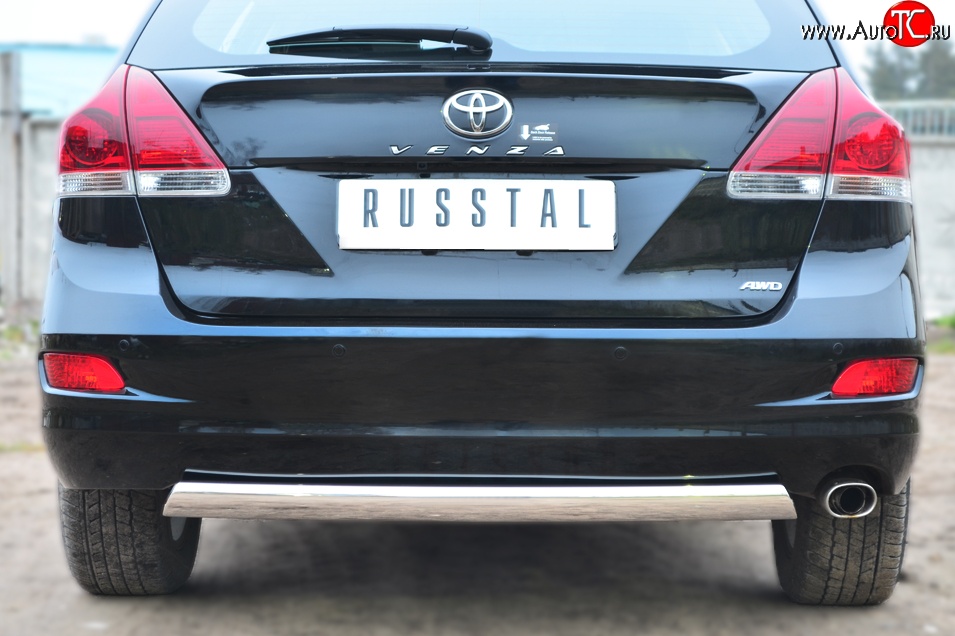 16 849 р. Защита заднего бампера (Ø75x42 мм, нержавейка) Russtal Toyota Venza GV10 рестайлинг (2012-2016)  с доставкой в г. Москва