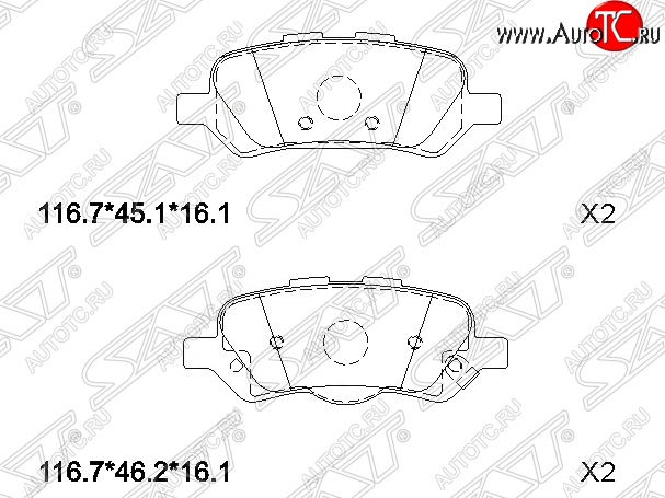 1 199 р. Колодки тормозные SAT (задние) Toyota Venza GV10 дорестайлинг (2008-2012)  с доставкой в г. Москва