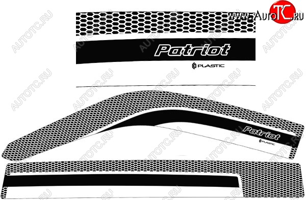 2 299 р. Дефлектора окон CA-Plastic  Уаз Патриот ( 3163 5-дв.,  3163 5 дв.) (2014-2024) 1-ый рестайлинг, 2-ой рестайлинг (Серия Art белая, Без хром.молдинга)  с доставкой в г. Москва