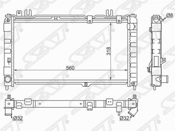Радиатор двигателя (трубчатый) SAT Лада Калина 1117 универсал (2004-2013)