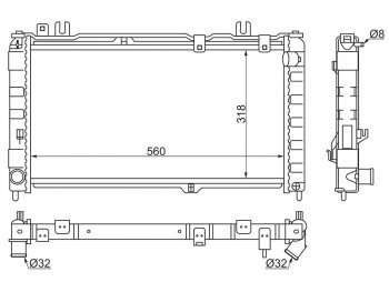 Радиатор двигателя (трубчатый, МКПП) SAT Лада Калина 1117 универсал (2004-2013)