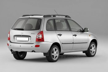 5 299 р. Рейлинги Petroil Tuning Усиленные Лада Калина 1117 универсал (2004-2013) (Черный муар, крыша с ребром жесткости)  с доставкой в г. Москва. Увеличить фотографию 3