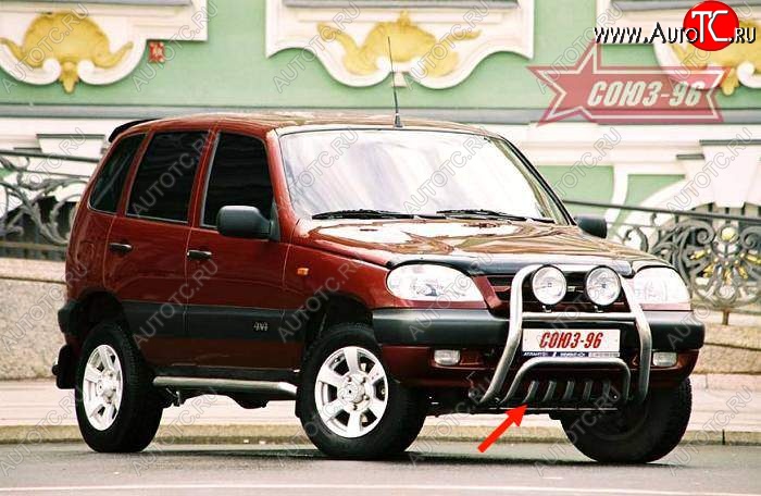 10 124 р. Защита переднего бампера Souz-96 (d60) Chevrolet Niva 2123 дорестайлинг (2002-2008)  с доставкой в г. Москва