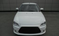 9 399 р. Передний бампер Lancer Style Лада Приора 2172 хэтчбек дорестайлинг (2008-2014) (Неокрашенный)  с доставкой в г. Москва. Увеличить фотографию 2