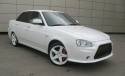 9 399 р. Передний бампер Lancer Style Лада Приора 2172 хэтчбек дорестайлинг (2008-2014) (Неокрашенный)  с доставкой в г. Москва. Увеличить фотографию 4