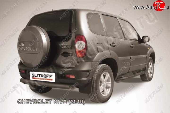 6 399 р. Защита задняя Slitkoff Slitkoff (d76, черная)  Chevrolet Niva  2123 (2009-2020), Лада 2123 (Нива Шевроле) (2009-2021) (Цвет: серебристый)  с доставкой в г. Москва