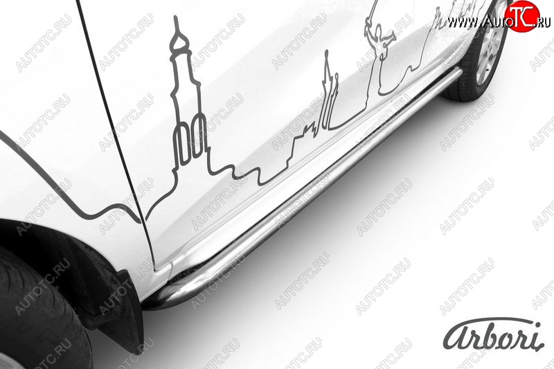 13 399 р. Защита штатных порогов Arbori (с гибами, нержавейка, d42 mm).  Лада XRAY (2016-2022)  с доставкой в г. Москва