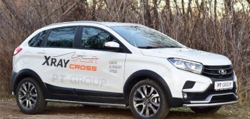 11 499 р. Защита переднего бампера одинарная из трубы d51 мм Cross Petroil Tuning  Лада XRAY (2016-2022) (Нержавеющая полированная сталь)  с доставкой в г. Москва. Увеличить фотографию 2