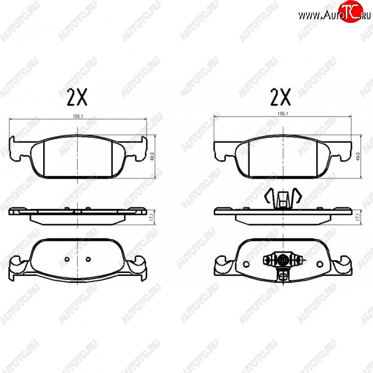 1 639 р. Передние тормозные колодки Trialli  Renault Clio ( KR,  CR,  BR,  BH98) (2005-2020), Renault Logan ( 1,  2) (2010-2025), Renault Logan Stepway (2018-2025), Renault Sandero  (B8) (2014-2018), Renault Sandero Stepway  (B8) (2014-2018), Лада XRAY (2016-2022)  с доставкой в г. Москва